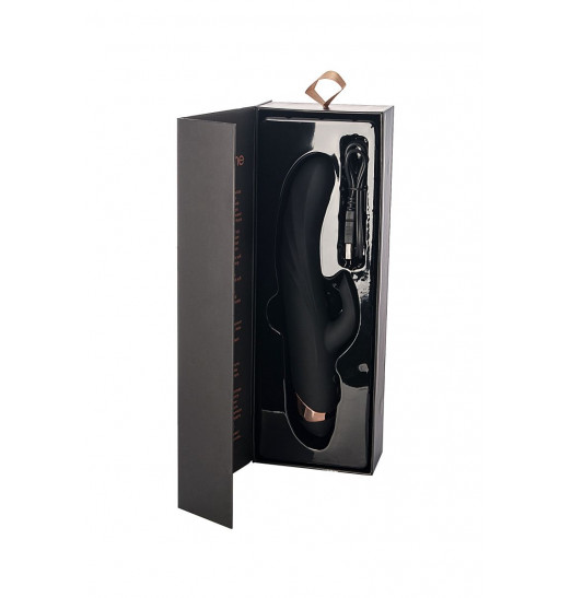 Чёрный вибратор WANAME Thunder с клиторальным отростком - 24,2 см.