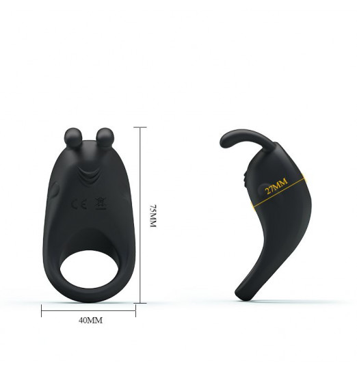 Чёрное эрекционное кольцо с вибрацией Rabbit Vibrator Чёрное эрекционное кольцо с вибрацией Rabbit Vibrator