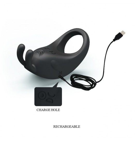 Чёрное эрекционное кольцо с вибрацией Rabbit Vibrator Чёрное эрекционное кольцо с вибрацией Rabbit Vibrator