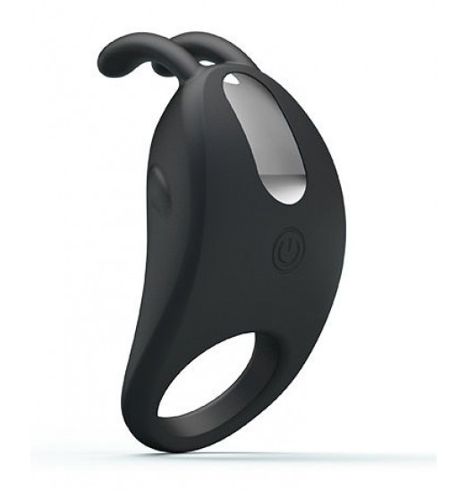 Чёрное эрекционное кольцо с вибрацией Rabbit Vibrator