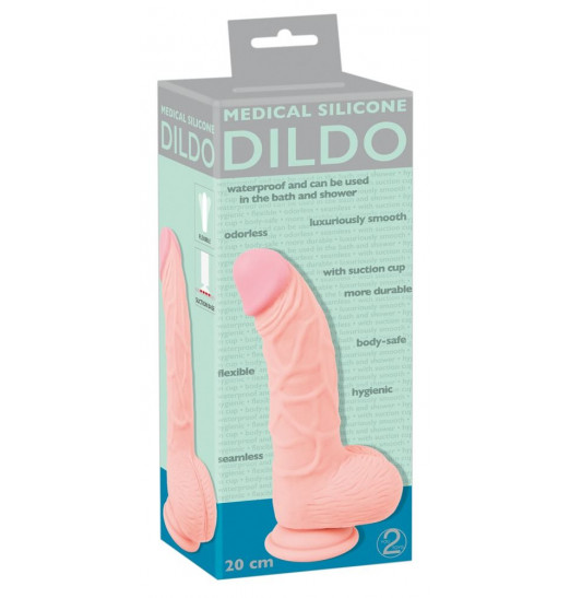 Реалистичный фаллоимитатор с присоской в основании - 20 см.