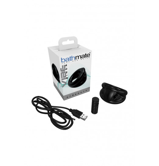 Чёрное эрекционное виброкольцо Strength