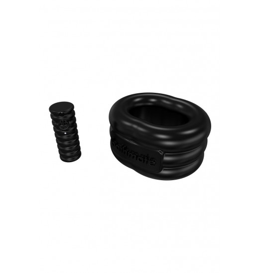 Чёрное эрекционное виброкольцо Stretch