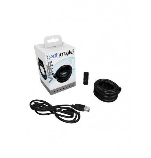 Чёрное эрекционное виброкольцо Stretch