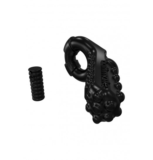 Чёрное эрекционное виброкольцо Tickle