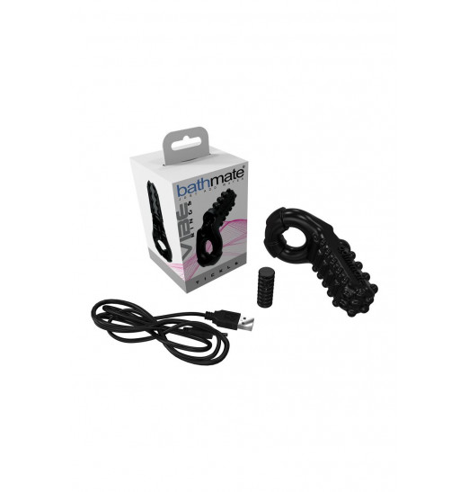 Чёрное эрекционное виброкольцо Tickle