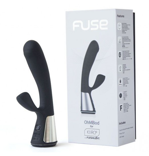 Чёрный интерактивный вибратор Kiiroo Ohmibod Fuse - 18 см.
