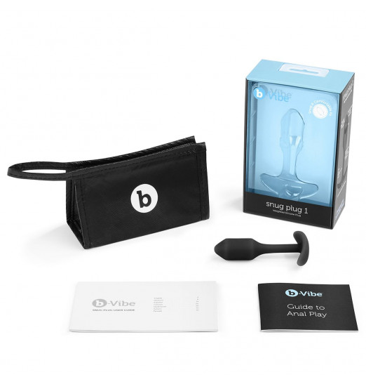 Чёрная пробка для ношения B-vibe Snug Plug 1 - 9,4 см.
