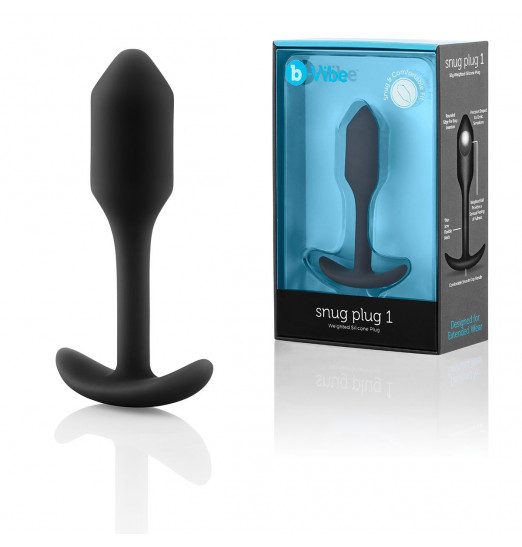 Чёрная пробка для ношения B-vibe Snug Plug 1 - 9,4 см.