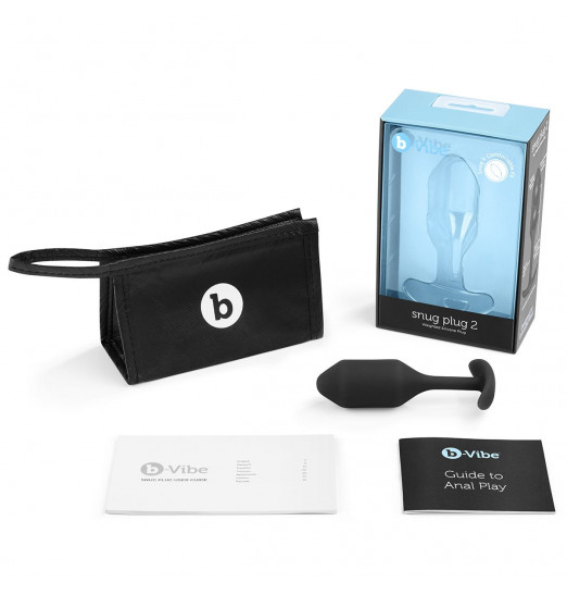 Чёрная пробка для ношения B-vibe Snug Plug 2 - 11,4 см.