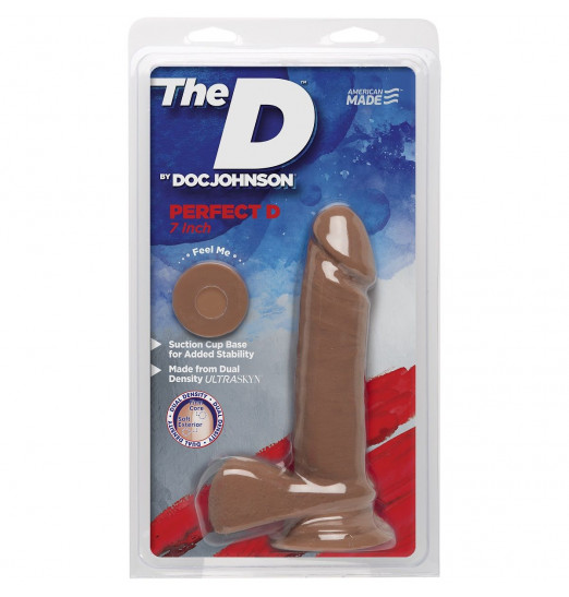 Фаллоимитатор-мулат The D Perfect D 7  Caramel - 17,8 см.
