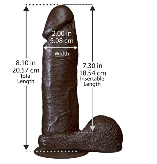 Коричневый фаллоимитатор The Realistic Cock 8” with Removable Vac-U-Lock Suction Cup - 20,57 см.