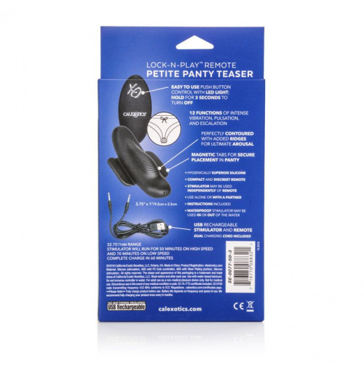 Чёрный вибростимулятор для ношения в трусиках Lock-N-Play Remote Petite Panty Teaser