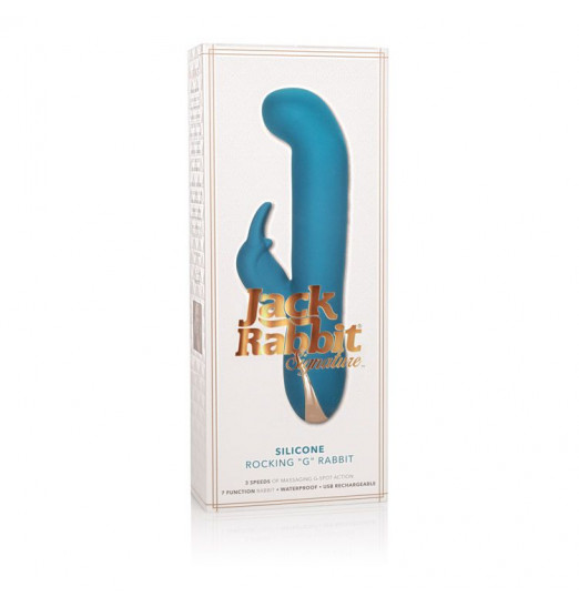 Бирюзовый вибратор с изогнутой головкой Jack Rabbit Signature Silicone Rocking G Rabbit - 20 см. Бирюзовый вибратор с изогнутой головкой Jack Rabbit Signature Silicone Rocking G Rabbit - 20 см.