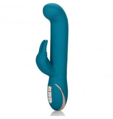 Бирюзовый вибратор с изогнутой головкой Jack Rabbit Signature Silicone Rocking  G  Rabbit - 20 см.