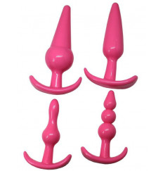 Набор из 4 розовых анальных пробок для ношения