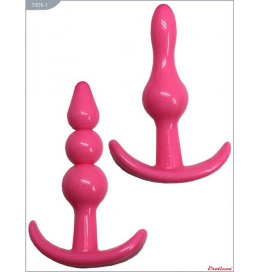 Набор из 4 розовых анальных пробок для ношения
