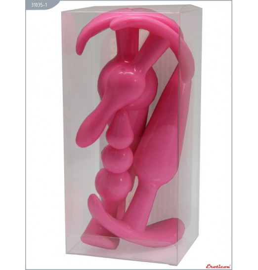 Набор из 4 розовых анальных пробок для ношения