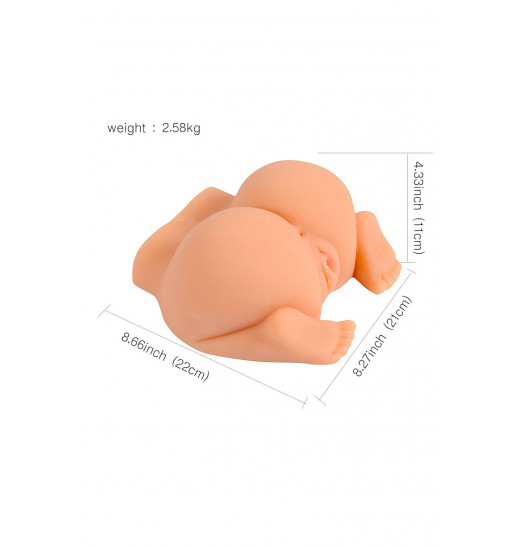 Женский полуторс в позиции догги-стайл с двумя любовными тоннелями