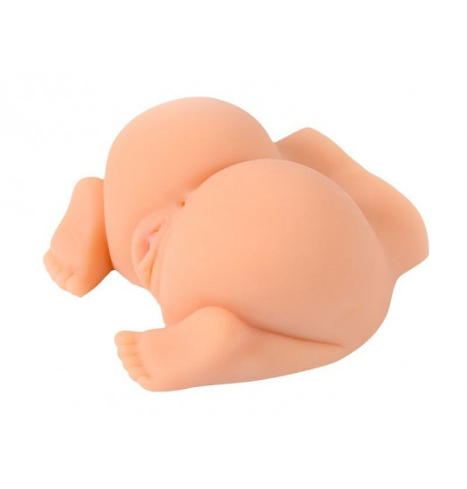 Женский полуторс в позиции догги-стайл с двумя любовными тоннелями