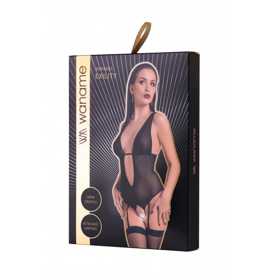Эротическое боди Exility с глубоким декольте и пажами для чулок