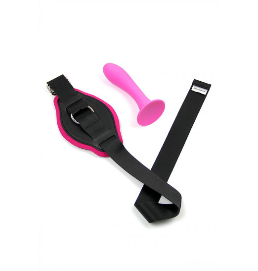 Розовый страпон с креплением на бедро Romfun - 13 см.