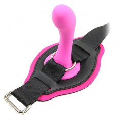 Розовый страпон с креплением на бедро Romfun - 13 см.