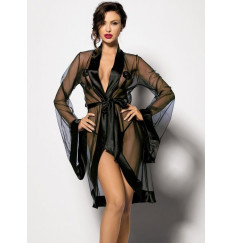 Прозрачный пеньюар на пояске Anthis с атласной оторочкой