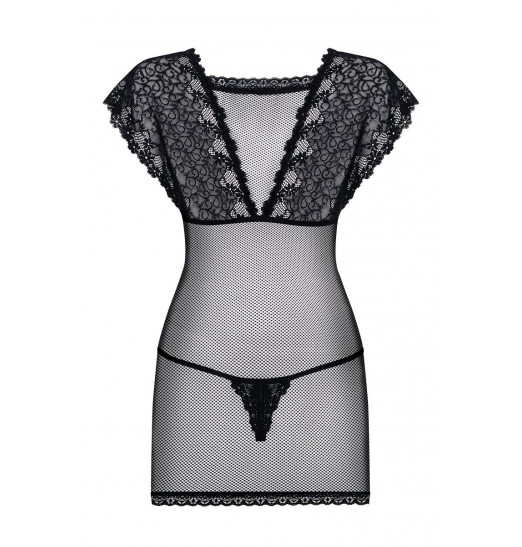 Оригинальная сорочка из сетки и кружев