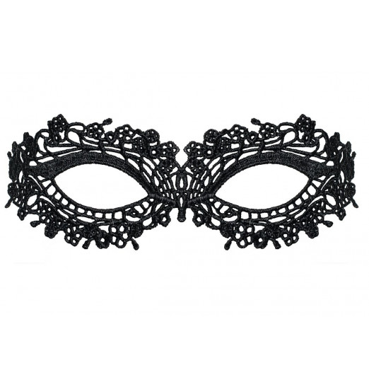 Чёрная ажурная маска на глаза на завязках