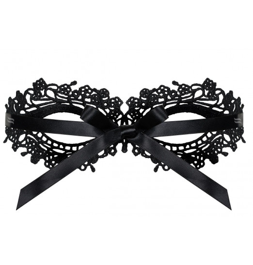 Чёрная ажурная маска на глаза на завязках