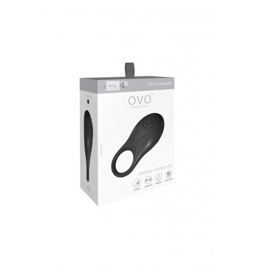 Чёрное эрекционное кольцо OVO A2 с вибрацией Чёрное эрекционное кольцо OVO A2 с вибрацией