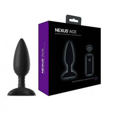 Чёрная вибровтулка NEXUS ACE SMALL с дистанционным управлением - 10 см.