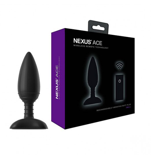 Чёрная вибровтулка NEXUS ACE SMALL с дистанционным управлением - 10 см.