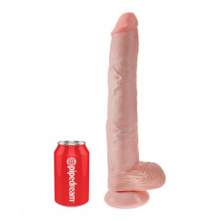 Телесный фаллоимитатор-гигант 14  Cock with Balls - 37,5 см.