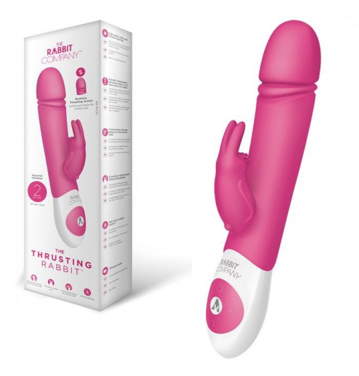 Розовый вибратор с функцией толкания Thrusting Rabbit