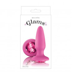 Розовая анальная пробка с розовым кристаллом Glams Pink Gem - 10,4 см.