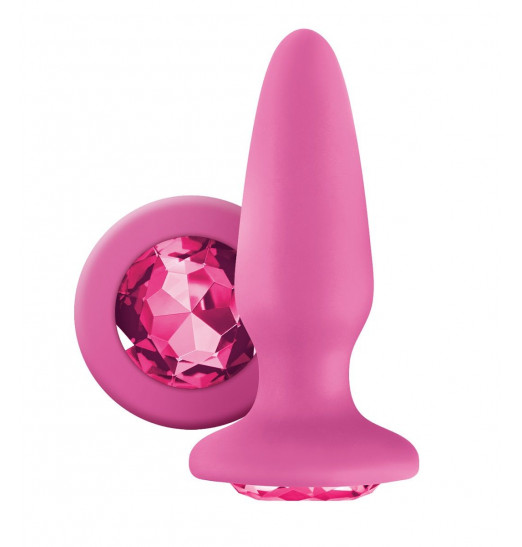 Розовая анальная пробка с розовым кристаллом Glams Pink Gem - 10,4 см.