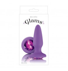 Фиолетовая анальная пробка с фиолетовым кристаллом Glams Purple Gem - 10,4 см.