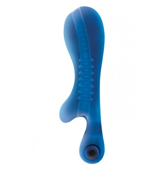 Синий мастурбатор с вибростимулятором мошонки Renegade Ball Tugging Stroker