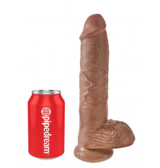 Фаллоимитатор-мулат с мошонкой 10  Cock with Balls на присоске - 25,4 см.