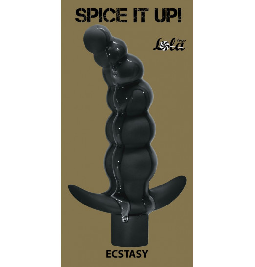 Чёрная анальная ёлочка с вибрацией Ecstasy - 14 см.