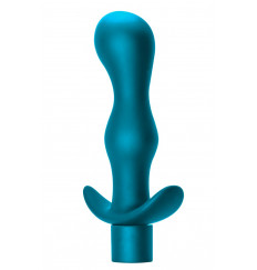Бирюзовая фигурная анальная пробка с вибрацией Passion - 14 см.