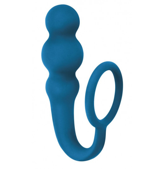 Бирюзовое эрекционное кольцо Legend с анальным стимулятором