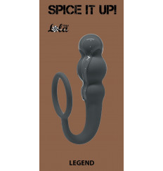 Серое эрекционное кольцо Legend с анальным стимулятором
