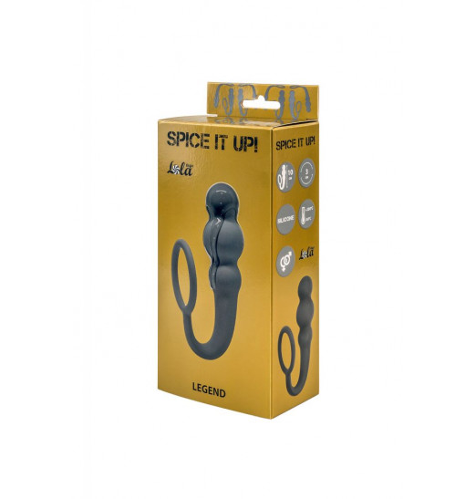 Серое эрекционное кольцо Legend с анальным стимулятором