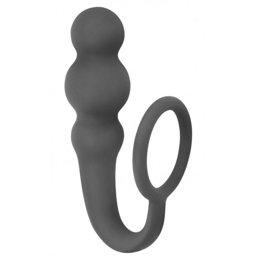 Серое эрекционное кольцо Legend с анальным стимулятором