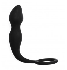 Чёрное эрекционное кольцо Sensation с анальным стимулятором