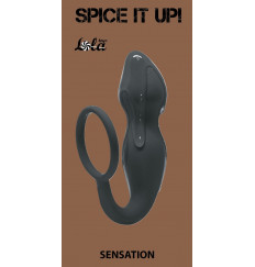 Серое эрекционное кольцо Sensation с анальным стимулятором