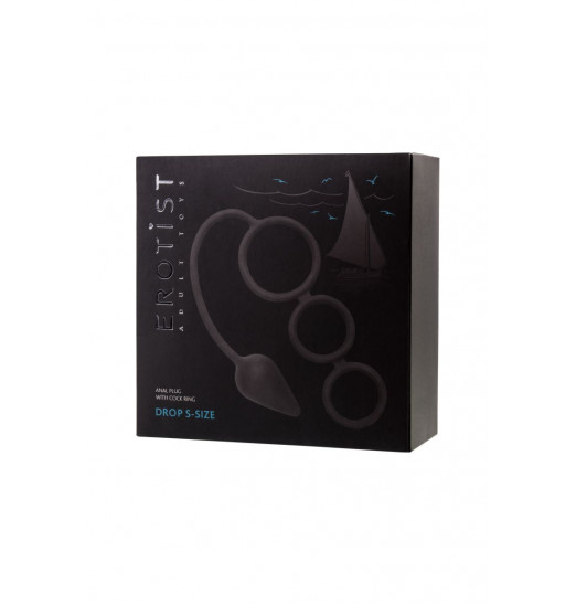 Тройное эрекционное кольцо с анальным хвостом Drop S-size Тройное эрекционное кольцо с анальным хвостом Drop S-size